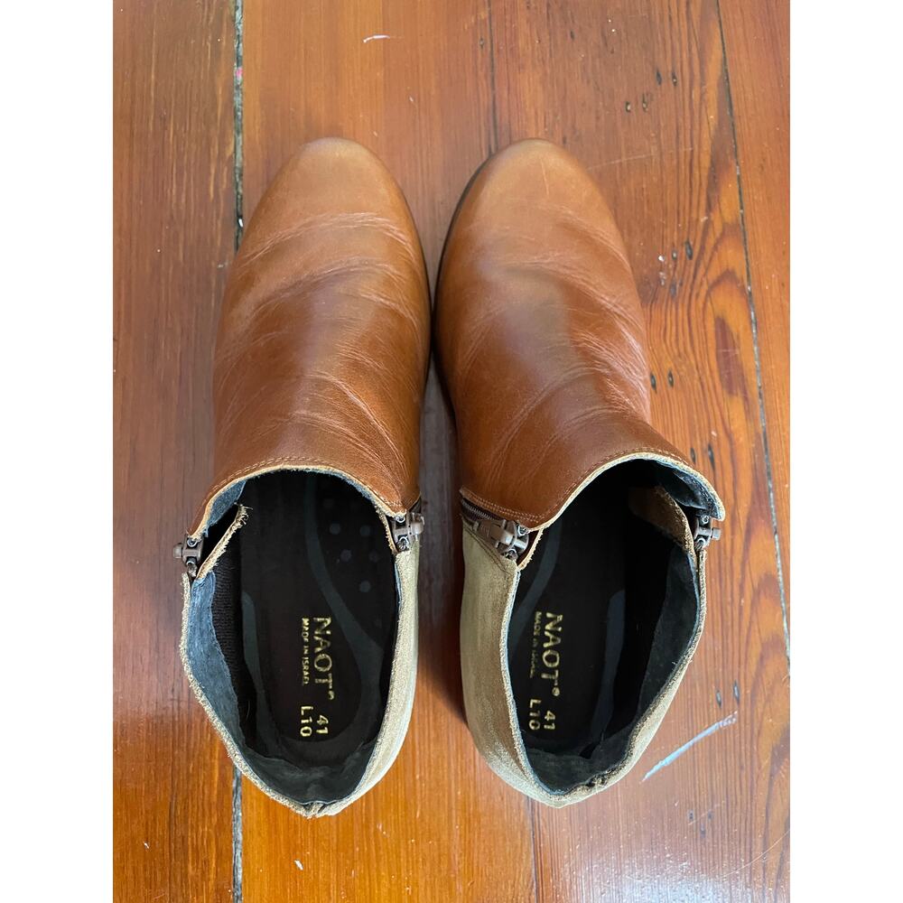 Naot Leather & Suede Ankle Booties Women’s EU 41 US 10 Comfort Zip Brown - Picture 7 of 8